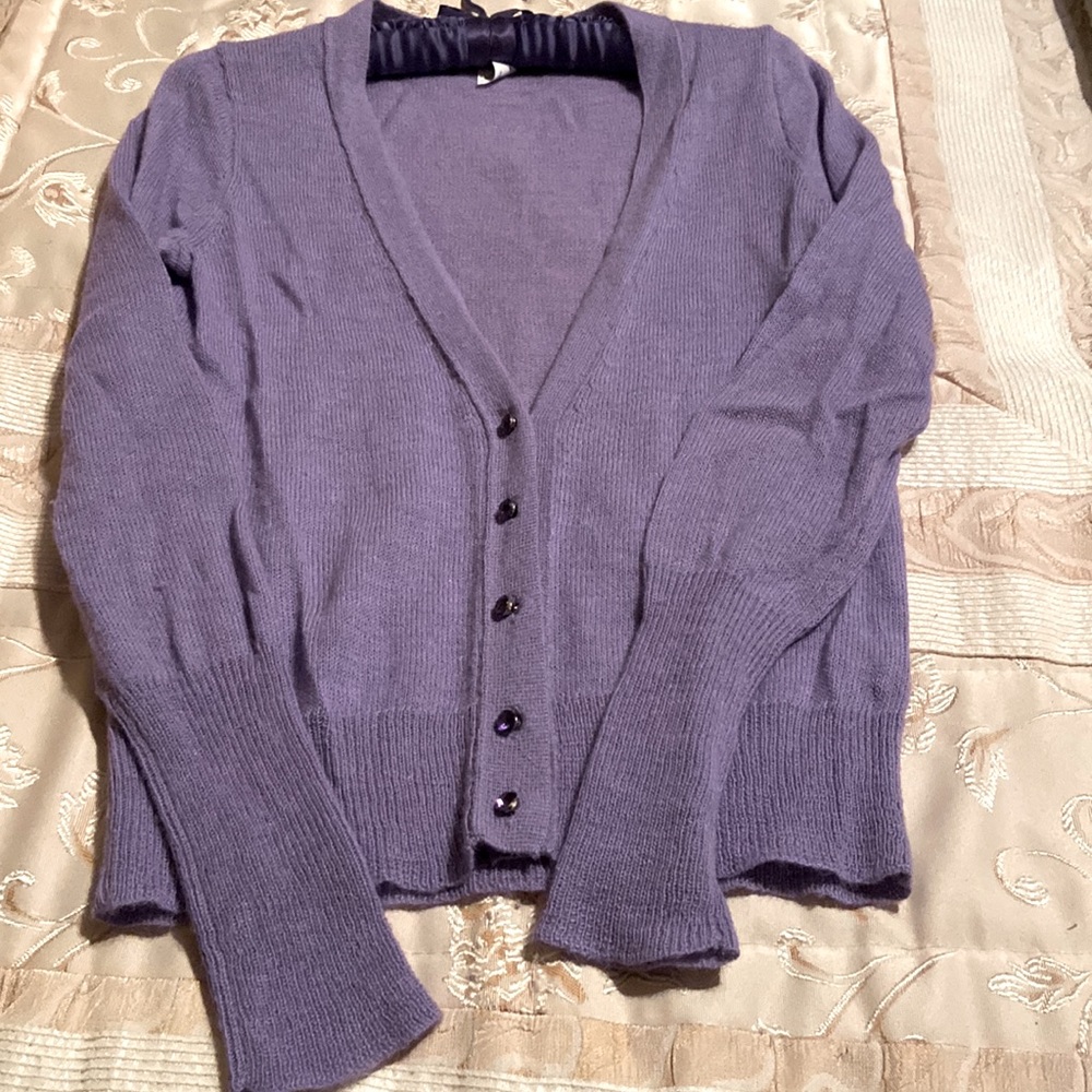 J Crew lightweight v-neck cardigan w/ jeweled buttons